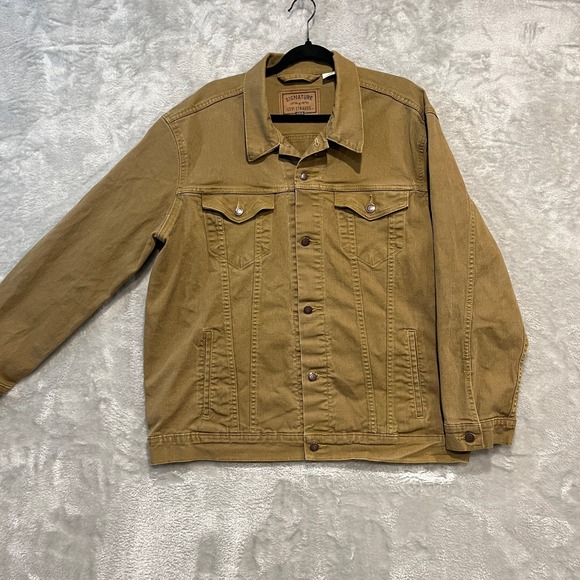 Signature by Levi Strauss & Co. Gold Other - Signature by Levi Strauss Denim Jacket Men XXL Tan Brown Trucker Stretch